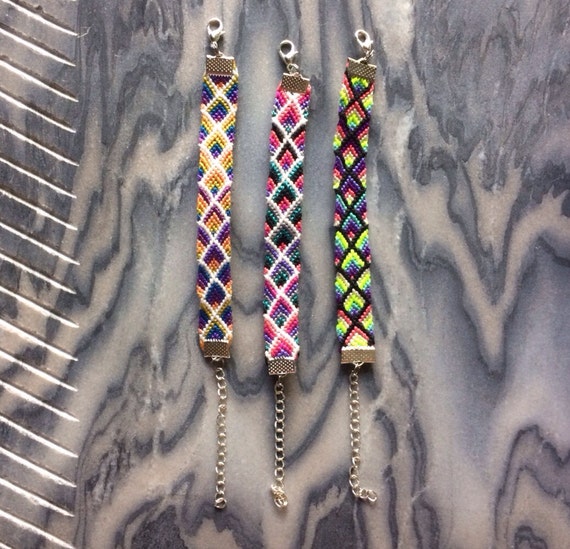 Items similar to Peacock Pattern Friendship Bracelets with Clasps on Etsy