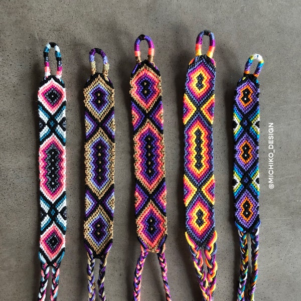 Handmade Woven Friendship Bracelet or Keychain - Neon & Metallic