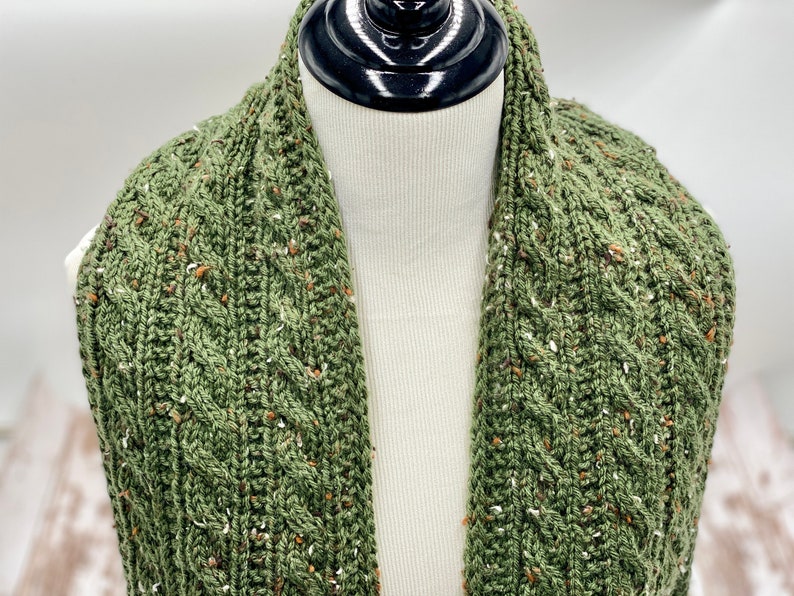 Oxford Road Scarf Knitting Pattern Cables Beginner image 5