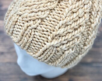 Women's Winter Hat | Chunky Weight | Texture Knit | Fur Pom Pom | Frozen Vineyard