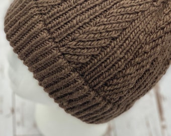 Knit Brown Cable Beanie, beanie hat, winter hats, women's winter hat, winter hats for women, Unisex hat, gifts for her