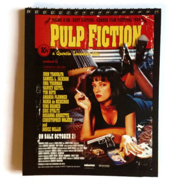 PULP FICTION notebook with rainbow pages and Free UK Postage great Christmas gift for retro movie fans