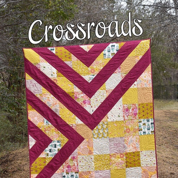 Crossroads Paper Quilt Pattern by Running Doe for Villa Rosa Designs  VRDRD033   60" x 75"