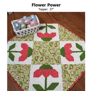 Flower Power Quilted Table Topper Printed Pattern only CSS360 by Creek Side Stitches