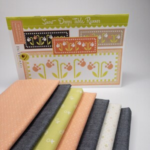 Snow Drops Table Runner Dark Background  Kit includes pattern - size 17-1/2in x 47-1/2in - FTQ1940BKIT by Fig Tree Quilts
