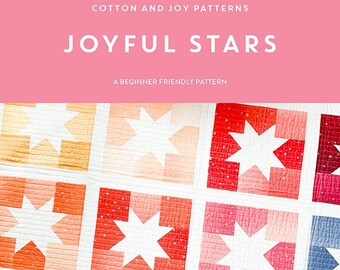 Joyful Stars Printed Pattern Only  4 sizes Baby , Throw, twin and queen/king CJ 109 by of Cotton and Joy.