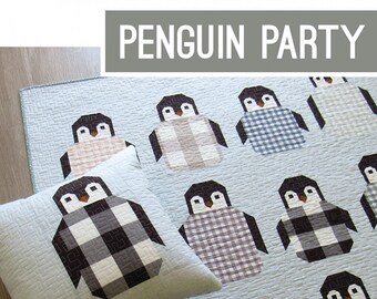 86x86 Quilt Kit Shimmering Penguins Queen Size BACKING OPTIONAL