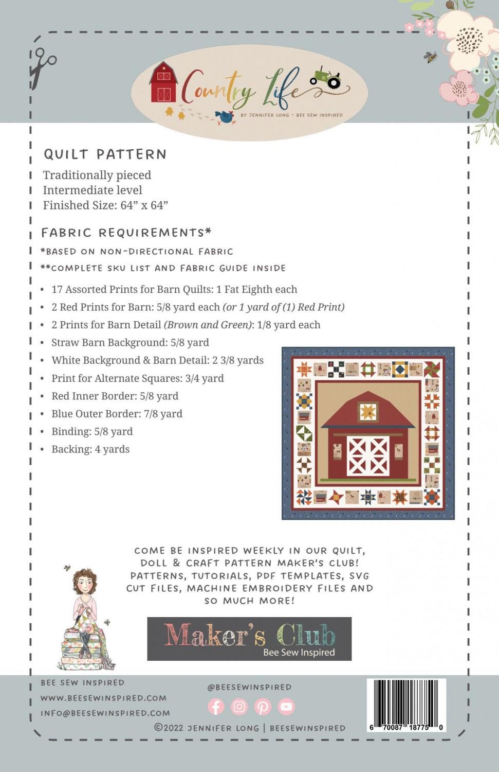Barn Quilts Pattern # BS1266 From Sew A Story / Bee Sew Inspired by ...