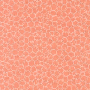 May include: Peach-colored fabric with a repeating pattern of overlapping white circles. The circles are drawn with a thin, sketchy line, creating a textured effect. The design is evenly distributed across the fabric's surface.