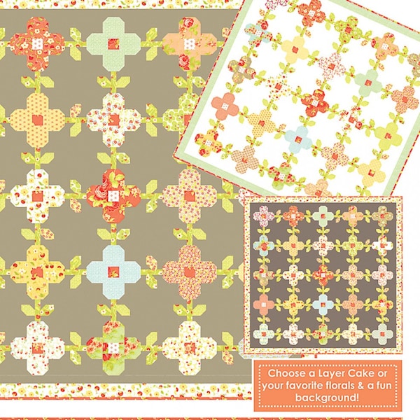 Papel con patrón para colcha Trellis, solo FTQ 1450, de Fig Tree Quilts, 74" x 74"