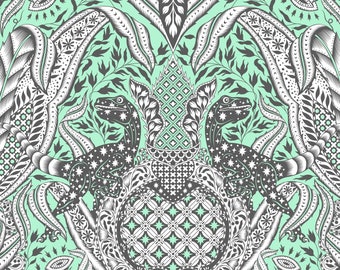 Roar! Gift Rapt - Mint sold 1/2 yard increments PWTP224.Mint by Tula Pink for Free Spirit Fabrics