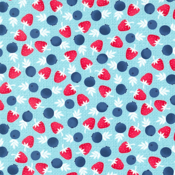 Berry Basket Berries in Blue Raspberry 24151 15  by April Rosenthal Sold in 1/2 yard Increments