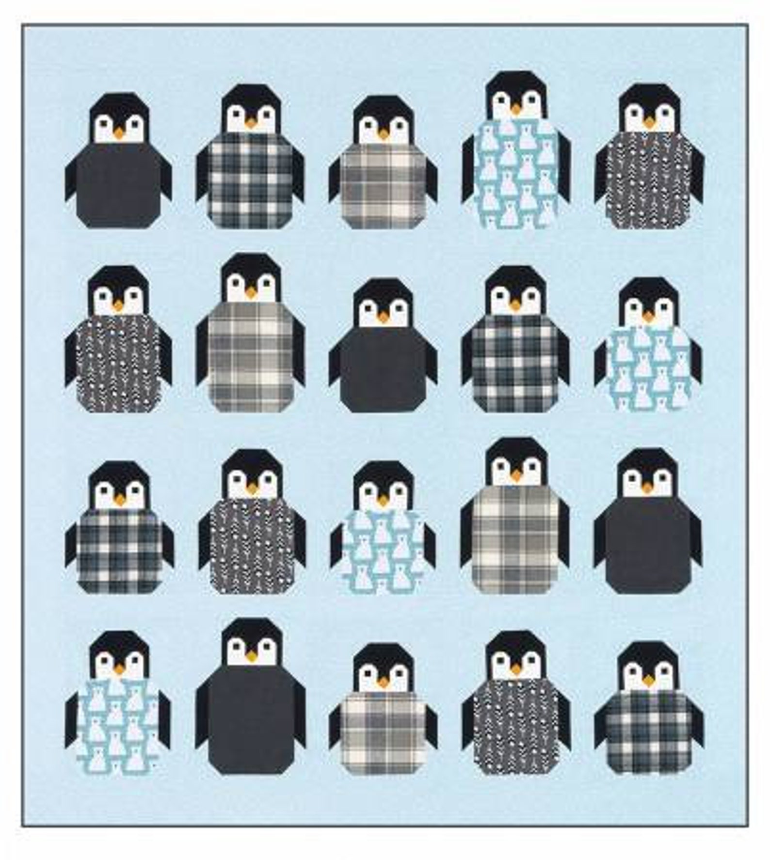 Penguin Party Quilt Pattern EH041 by Elizabeth Hartman Paper Etsy