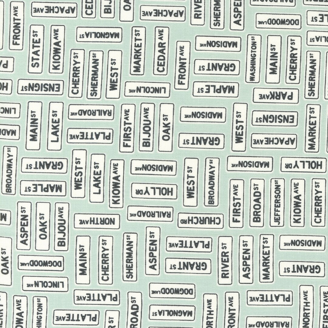 Main Street Street Signs Sky Yardage 55643-22 by Sweetwater for Moda ...