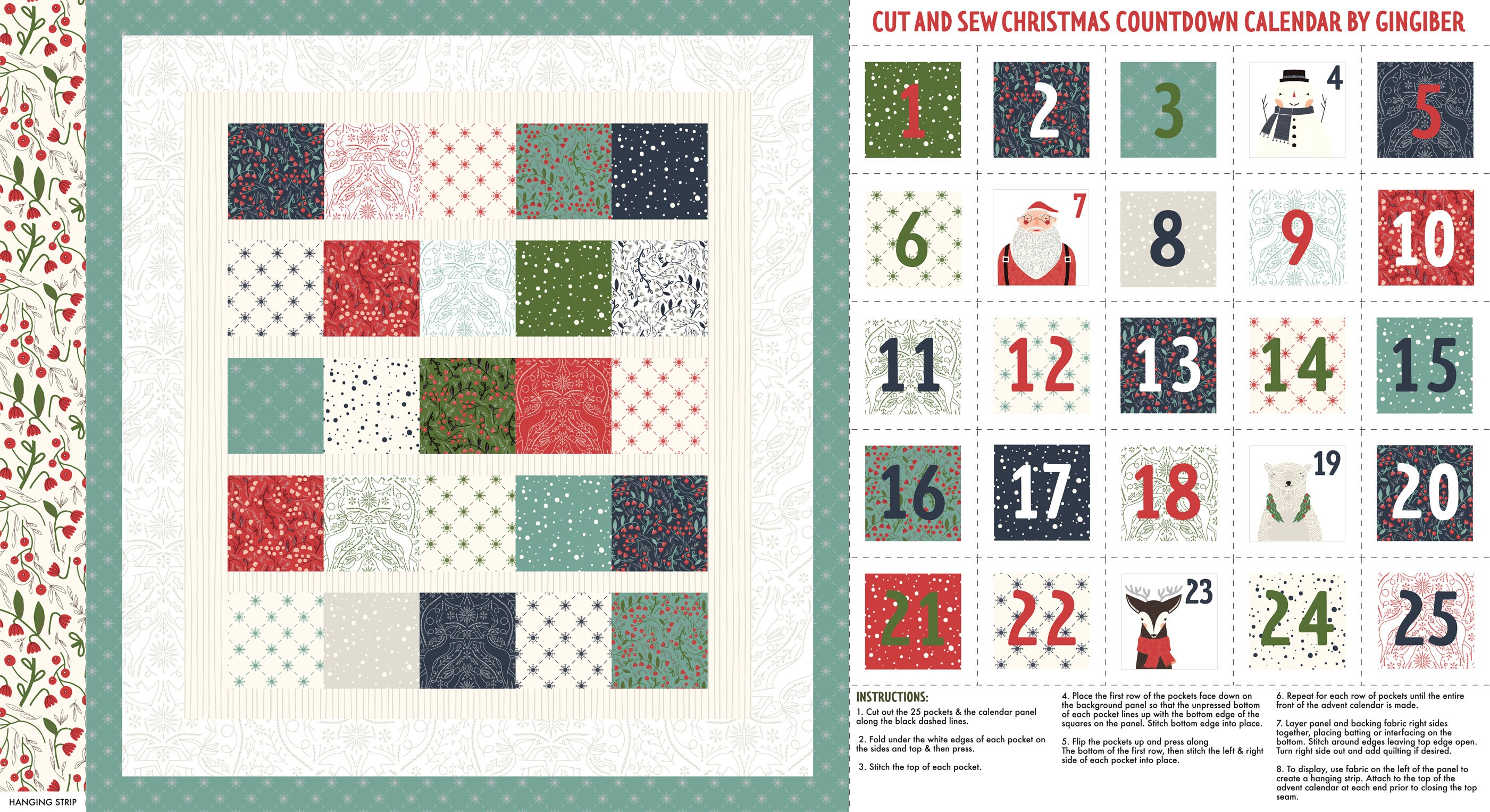 Merrymaking Metallic Eggnog Countdown Calendar Panel - Gingiber - PER PANEL Merrymaking Metallic Eggnog Countdown Calendar Panel - Gingiber - PER PANEL