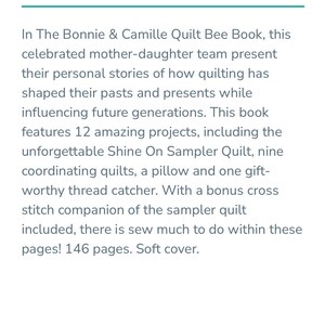 Bonnie & Camille Quilt Bee Book – 12 Quilt-Projekte, 146 Seiten, Inkl. Kreuzstich-Begleiter
