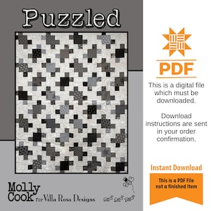 Nur Puzzled Quilt Pattern - SOFORTIGER DOWNLOAD - Von Molly Koch für Villa Rosa Designs Größe 50 "x 62"