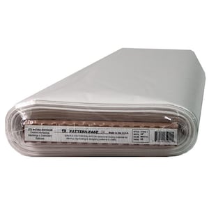 May include: A roll of white Pattern-Ease nonwoven tracing material, wrapped in clear plastic. The label indicates it is 50% polyester and 50% rayon, made in the USA. The roll is 46 inches wide.