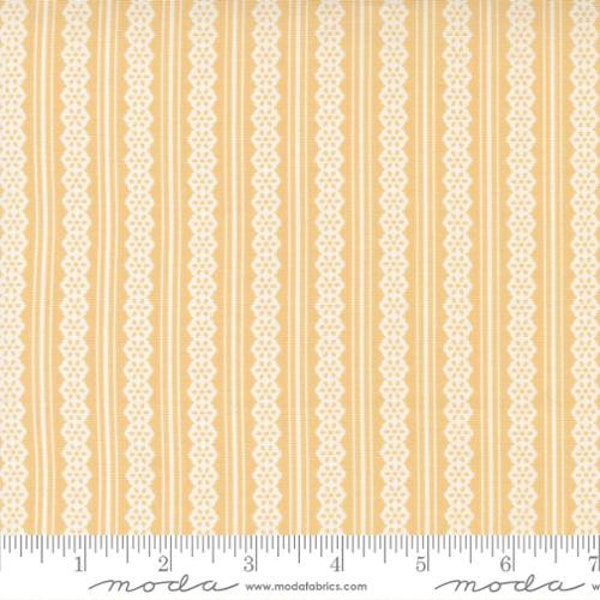 Buttercup and Slate Lacey Stripe in Goldenrod 29157-12 by Corey Yoder for Moda Fabric