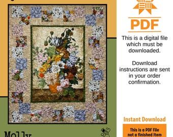 Quilters Palette Quilt Panel Pattern Only - INSTANT DIGITAL DOWNLOAD - From Heidi Cook for Villa Rosa Designs Size 54&quot; x 66&quot;