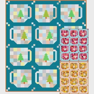 Patchwork Mugs Quilt Pattern SQ-028 by Satomi Quilts 66" x 75"