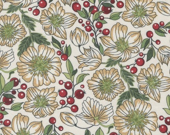 End of Bolt 13 inches - Jolly Good Christmas Rose in Eggnog  30720 11 by Basic Grey Sold by 1/2 yard increments EOB 2291