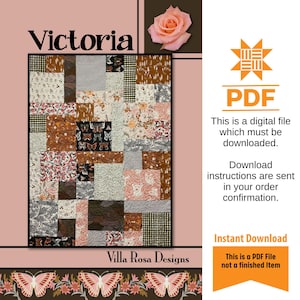 Victoria Quilt Pattern Nur - SOFORTIGER DOWNLOAD - Von Villa Rosa Designs Größe 45 "x 56"