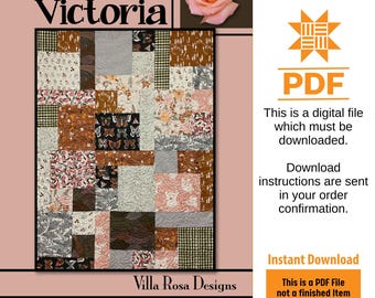Summer Wine Quilt Pattern Only - INSTANT DIGITAL DOWNLOAD - By Villa Rosa Designs Size 45&quot; x 56&quot;