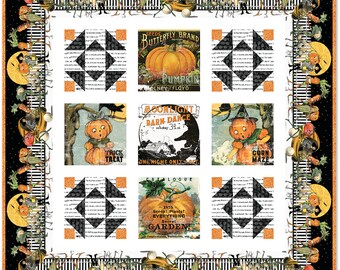 Pumpkin Patch Barn Dance Quilt Kit includes Pattern, all the Fabric and Binding by Riley Blake Designs finished size is throw 55.5" x 55.5"