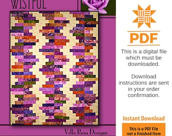 Wistful Quilt Pattern Only - INSTANT DIGITAL DOWNLOAD - From Villa Rosa Designs Size 50&quot; x 60&quot;