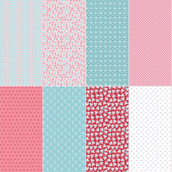 Calico Days Pink Calico Fat eighth Panel available in 1 yard cuts - C6032-Pink