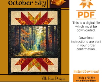 Oktober Himmel Quilt Panel Muster - SOFORTIGER DIGITALER DOWNLOAD - Von Villa Rosa Designs Größe 48 "x 60"