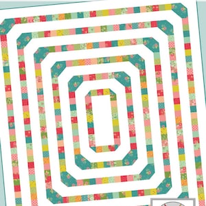 May include: A quilt pattern called "Midtown" featuring a concentric circle design with multiple layers of colorful fabric strips. The pattern is created by "a bright corner".