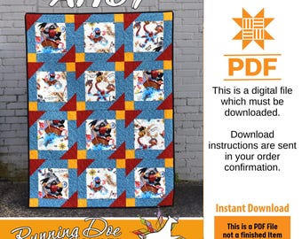 Ahoy Quilt Pattern Only - INSTANT DIGITAL DOWNLOAD - From Running Doe Quilts for Villa Rosa Designs Size 48" x 64"