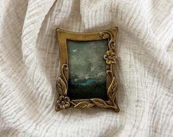 Tiny Original Art Vintage Moody English Countryside Painting  European Art Landscape Antique Country French Art Farmhouse Decorate Art Print