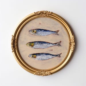 Conserves de poisson de cuisine d'art sardines Impressions d'art de sardines, affiches de décoration de maison de lac, affiche petite-fille côtière, poisson esthétique de noyau de pêcheur