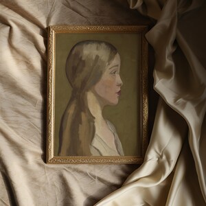 Woman Portrait Painting for French Country Antique Decor Wall Art Antique Oil Painting Portrait Art for Modern Farmhouse Decor Female Art image 9