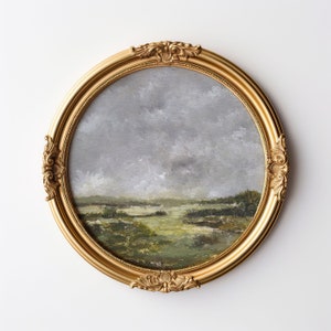 Vintage Landscape Art Print | English Countryside Painting | European Landscape Painting | Antique French Country Decor | Round Art Print