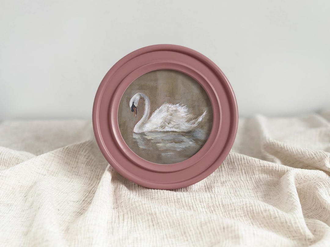 Vintage White Swan Print Minimalist Pink Wall Art Modern Farmhouse ...