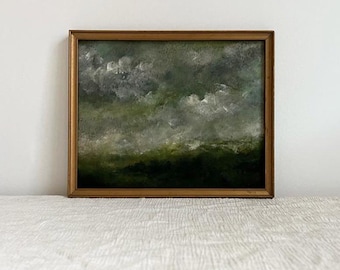 Moody Countryside Landscape Framed Art Print in Vintage Frame for Transitional Decor Landscape Painting for Modern Farmhouse Rustic Cottage
