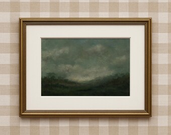 Vintage Moody English Countryside Painting Rustic Kitchen European Art Landscape Antique French Country Art Farmhouse Decorate Art Print