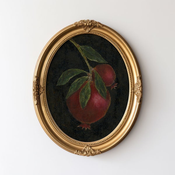 Vintage Pomegranate Art Print|Still Life Art Print|Vintage Painting| French Antique Painting|Farmhouse Kitchen|Rustic Pomegranate Wall Art