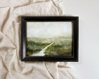 Framed Vintage Landscape Art Print|Antique English Countryside Painting|Soft Landscape Painting|Moody Vintage Art|Farmhouse Kitchen Decor