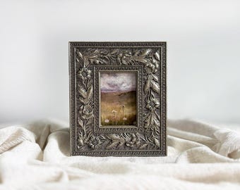 Queen Anne's Lace Wildflowers Art Print in an Ornate Silver Frame