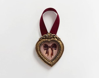 Gift Valentine Coquette Cottage Core Bow Heart Shaped Valentines Gifts Pink Miniature Art Valentine Coquette Heart Bow Vintage Aesthetics