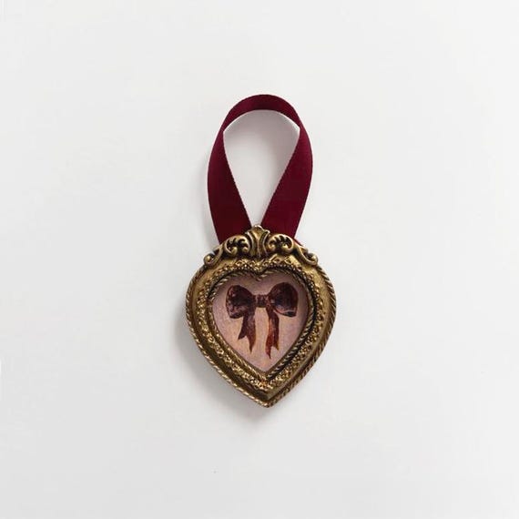 Gift Valentine Coquette Cottage Core Bow Heart Shaped Valentines Gifts Pink Miniature Art Valentine Coquette Heart Bow Vintage Aesthetics
