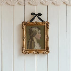 Woman Portrait Painting for French Country Antique Decor Wall Art Antique Oil Painting Portrait Art for Modern Farmhouse Decor Female Art image 4
