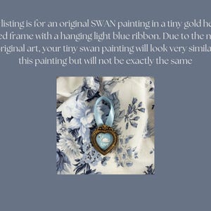 Vintage White Swan Valentines Day Miniature Antique Swan Painting Vintage Farmhouse Decor Blue Romantic Aesthetic Gift for Her Galantines image 3