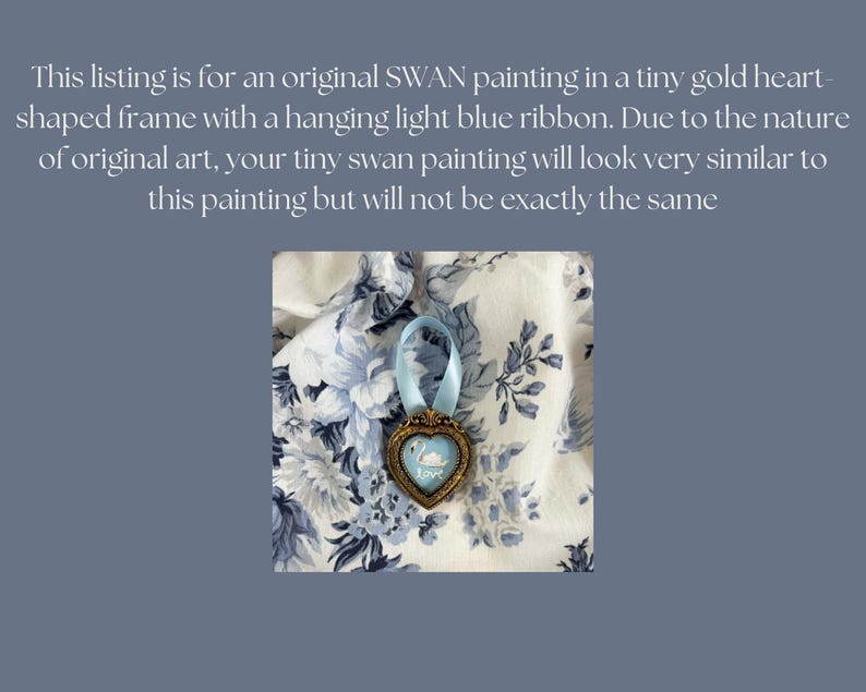 Vintage White Swan Valentines Day Miniature Antique Swan Painting Vintage Farmhouse Decor Blue Romantic Aesthetic Gift for Her Galantines image 3