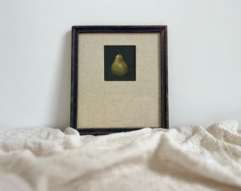 Vintage Still Life Framed Pear Painting | Antique Painting | Vintage Oil Painting | Fruit Print | Kitchen Art | European Still Life Art